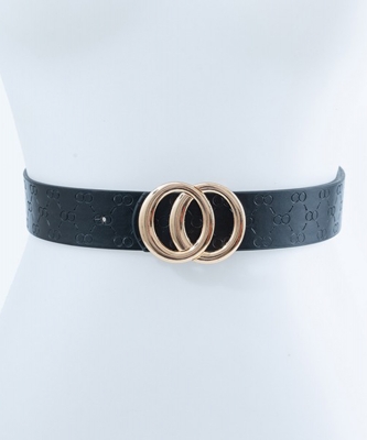 Gold Round Buckle Fashion Belt  BT320080 BLACK